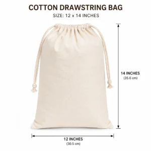 Plain 12×14 Inch Cotton Drawstring Bag