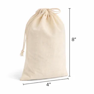 Plain 4×8 Inch Cotton Drawstring Bag